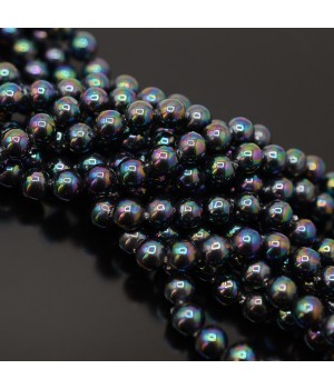 Round Shell Pearl beads 6mm, color black peacock