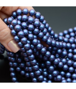 Round Shell Pearl Bead 8mm, color blueberry
