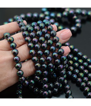 Perlas de concha 8mm, color pavo real negro