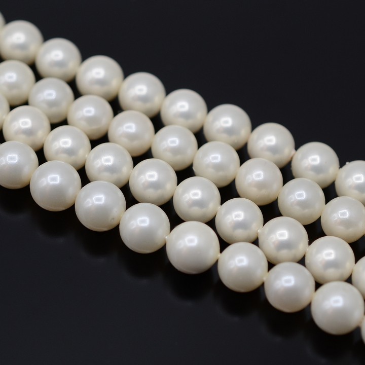 Round Shell Pearl Bead 8mm, color white pearlescent