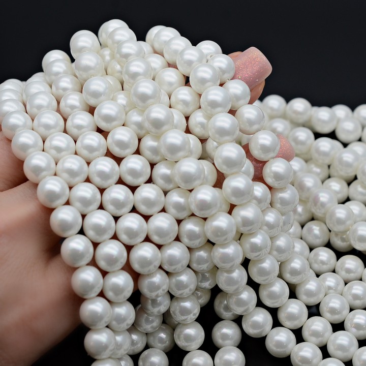Crystal Pearl Round Bead Strand 8mm, color white AB