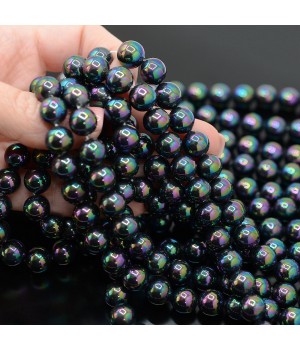 Round Shell Pearl beads 10mm, color black peacock