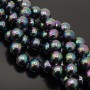 Tira de 40 cuentas de perla de concha 10mm, color pavo real negro