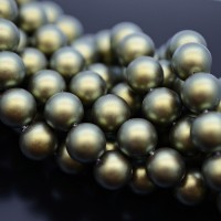 Crystal Pearl Round Bead Strand 10mm, color iridescent green