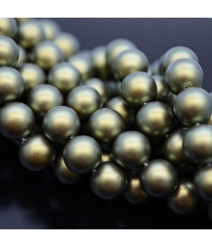 Crystal Pearl Round Bead Strand 10mm, color iridescent green