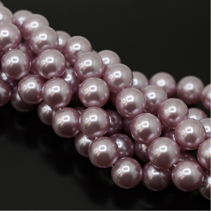 Crystal Pearl Round Bead Strand 10mm, color medium purple