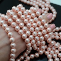 Round Shell Pearl Bead 10mm, color pink