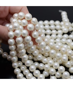 Perla de concha 10mm, color blanco pearlescent