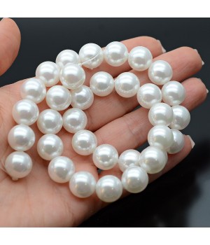 Crystal Pearl Round Bead Strand 12mm, color white AB