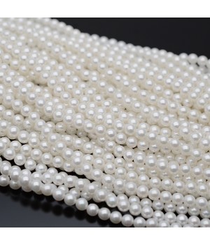 Жемчуг Майорка белый глянцевый АВ 4мм, полная нить(98 бусин)