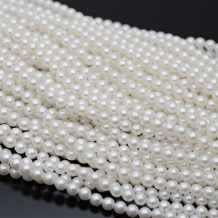 Жемчуг Майорка белый глянцевый АВ 4мм, полная нить(98 бусин)