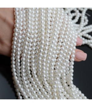 Crystal Pearl Round Bead Strand 5mm, color white AB