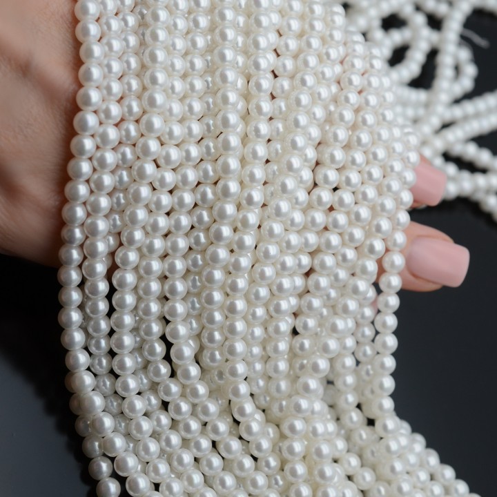 Crystal Pearl Round Bead Strand 5mm, color white AB