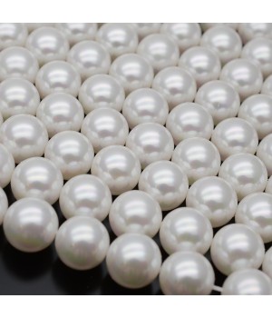 Жемчуг Майорка белый глянцевый АВ 14мм, полная нить(30 бусин)