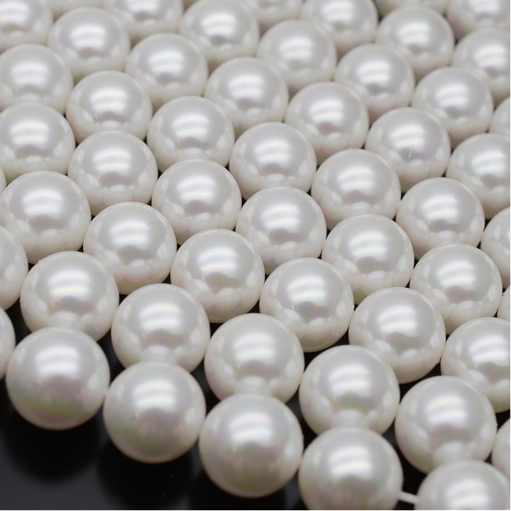 Жемчуг Майорка белый глянцевый АВ 14мм, полная нить(30 бусин)