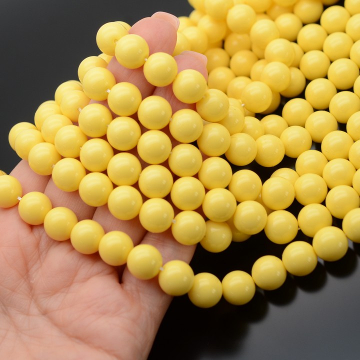 Perla 10mm cristal color amarillo, 1 hilo