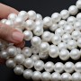 Textured Shell Pearl Beads round 14mm white color