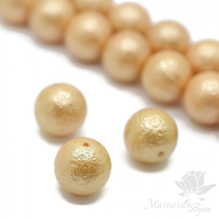 Cuenta de perla de concha(perla de nácar) con textura 14mm 2 und., color oro oscuro