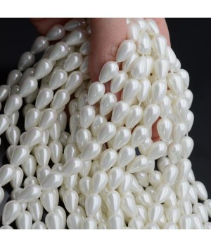 Crystal Pearl Beads Drop ~8:12mm white color