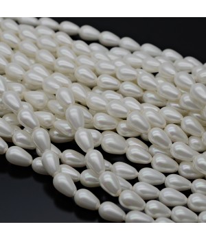 Perlas de concha Gota ~6:9mm color blanco