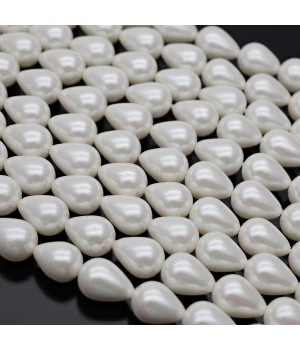 Crystal Pearl Beads Drop ~10:14mm white color