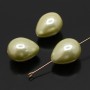 Cuenta de perla de concha(perla de nácar) 12:16mm gota, color verde claro
