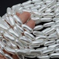 Perlas de cristal Biwa ~9:20mm color Blanco