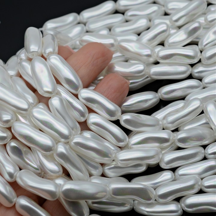 Perlas de cristal Biwa ~9:20mm color Blanco