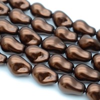 Perlas de imitación Barrocas gota irregular ~15:22mm color chocolate