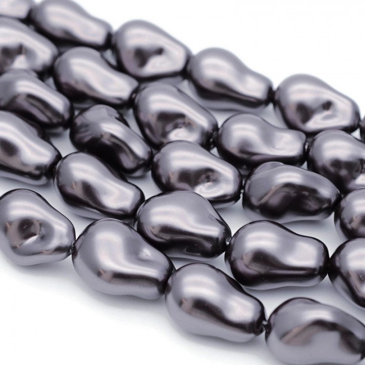 Perlas de imitación Barrocas gota irregular ~15:22mm color Grafito