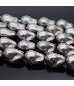 Imitation Baroque Pearl Beads ~15:22mm Graphite AB color