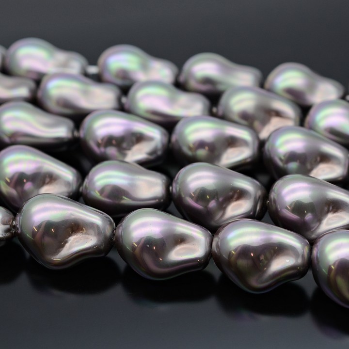 Imitation Baroque Pearl Beads ~15:22mm Graphite AB color