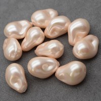 Perlas de imitación Barrocas gota irregular ~15:22mm, color durazno