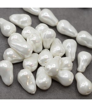 Perlas de imitación Barrocas gota irregular ~13:21mm, color blanco