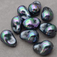Imitation Baroque Pearl Beads ~15:22mm, black color