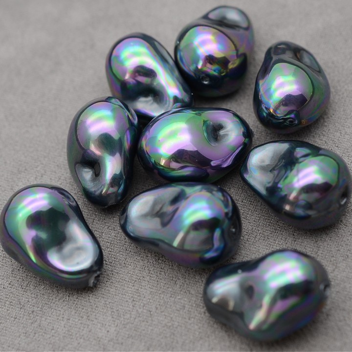 Perlas de imitación Barrocas gota irregular ~15:22mm, color negro