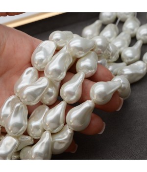 Imitation Baroque Pearl Beads ~15:22mm, white color