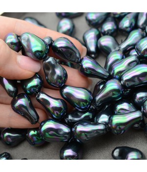 Imitation Baroque Pearl Beads ~12.5-14:22mm, black color