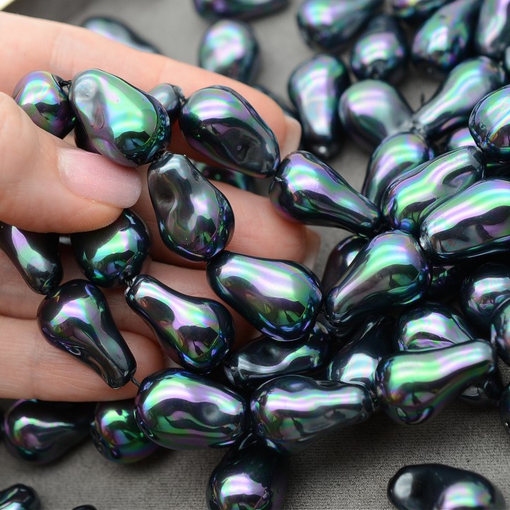 Imitation Baroque Pearl Beads ~12.5-14:22mm, black color