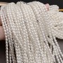 Perla forma arroz 3:4mm cristal color blanco, 1 hilo
