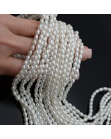 Perla forma arroz 3.5:5mmmm cristal color blanco, 1 hilo