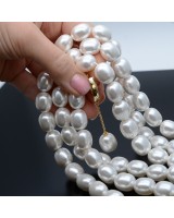 Oval Shell Pearl Beads 12:15mm white color, 1 strand