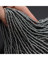 Perla forma rondel 4.5mm cristal color gris oscuro, 1 hilo(150 perlas)