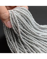 Perla forma rondel 4.5mm cristal color gris claro, 1 hilo(150 perlas)
