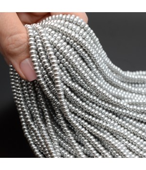 Crystal Pearl Flat Round Rondell Bead Strand 4.5mm, light gray color