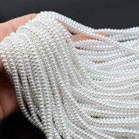 Жемчуг Майорка кукуруза(рондель) белый глянцевый 4.5мм, нить(150 бусин)