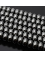Perla forma rondel 8mm cristal color gris oscuro, 1 hilo(85 perlas)