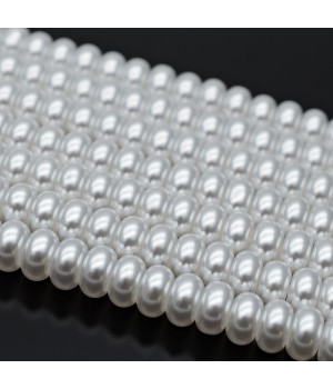 Crystal Pearl Flat Round Rondell Bead Strand 8mm, white color