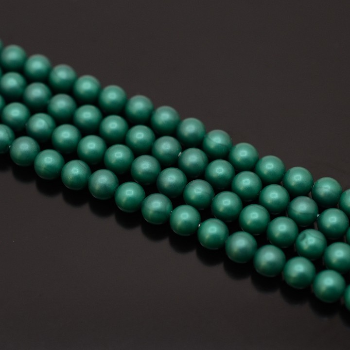 Cuentas de perla de concha satén mate 6mm 10 und., color esmeralda