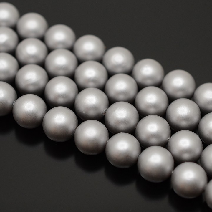 Cuentas de perla de concha satén mate 10mm 5 und., color gris